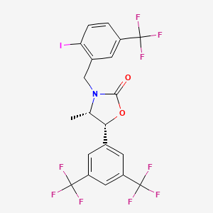 molecular formula C20H13F9INO2 B8436328 (4S,5R)-5-[3,5-bis(trifluoromethyl)phenyl]-3-[2-iodo-5-(trifluoromethyl)benzyl]-4-methyl-1,3-oxazolidin-2-one 