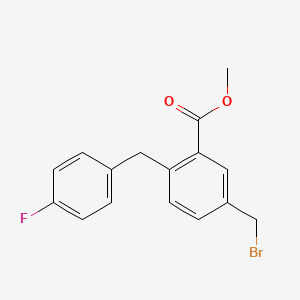 molecular formula C16H14BrFO2 B8436347 Methyl 5-bromomethyl-2-(4-fluorobenzyl)benzoate 
