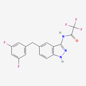 molecular formula C16H10F5N3O B8436386 N-[5-[(3,5-difluorophenyl)methyl]-1H-indazol-3-yl]-2,2,2-trifluoroAcetamide 