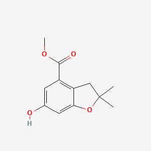 molecular formula C12H14O4 B8436464 Methyl 6-hydroxy-2,2-dimethyl-2,3-dihydro-1-benzofuran-4-carboxylate 
