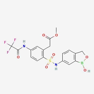 molecular formula C18H16BF3N2O7S B8436537 Methyl 2-(2-(N-(1-hydroxy-1,3-dihydrobenzo[c][1,2]oxaborol-6-yl)sulfamoyl)-5-(2,2,2-trifluoroacetamido)phenyl)acetate 