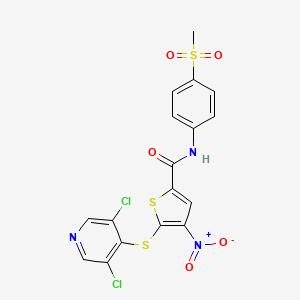 5-((3,5-dichloropyridin-4-yl)thio)-N-(4-(methylsulfonyl)phenyl)-4-nitrothiophene-2-carboxamide
