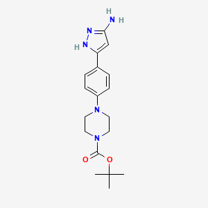 molecular formula C18H25N5O2 B8438674 tert-butyl 4-(4-(5-amino-1H-pyrazol-3-yl)phenyl)piperazine-1-carboxylate 