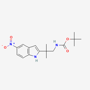 molecular formula C17H23N3O4 B8438702 tert-butyl 2-methyl-2-(5-nitro-1H-indol-2-yl)propylcarbamate 