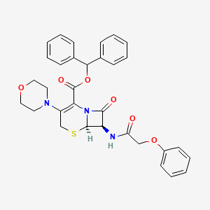 Diphenylmethyl (6R-trans)-3-morpholino-8-oxo-7-(phenoxyacetamido)-5-thia-1-azabicyclo(4.2.0)oct-2-ene-2-carboxylate