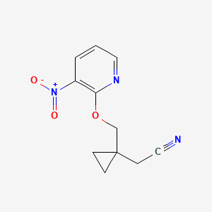 molecular formula C11H11N3O3 B8439003 2-(1-((3-Nitropyridin-2-yloxy)methyl)cyclopropyl)acetonitrile 
