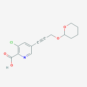 molecular formula C14H14ClNO4 B8439047 3-Chloro-5-[3-(tetrahydro-pyran-2-yloxy)-prop-1-ynyl)-pyridine-2-carboxylic acid 