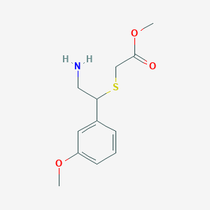 molecular formula C12H17NO3S B8439824 [2-Amino-1-(3-methoxy-phenyl)-ethylsulfanyl]-acetic acid methyl ester 