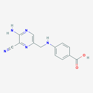 molecular formula C13H11N5O2 B008440 4-[(5-Amino-6-cyanopyrazin-2-yl)methylamino]benzoic acid CAS No. 100900-25-2