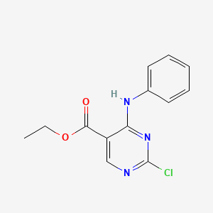 molecular formula C13H12ClN3O2 B8440305 Ethyl 4-anilino-2-chloropyrimidine-5-carboxylate 