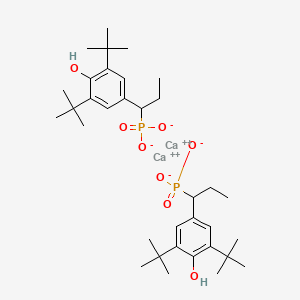 molecular formula C34H54Ca2O8P2 B8440680 Dicalcium;2,6-ditert-butyl-4-(1-phosphonatopropyl)phenol 