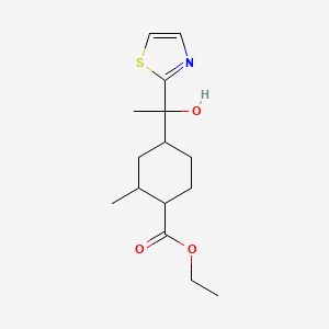 molecular formula C15H23NO3S B8441091 Ethyl 4-[1-hydroxy-1-(1,3-thiazol-2-yl)ethyl]-2-methylcyclohexanecarboxylate 