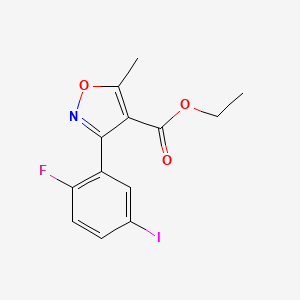 molecular formula C13H11FINO3 B8441876 Ethyl 3-(2-fluoro-5-iodophenyl)-5-methylisoxazole-4-carboxylate 