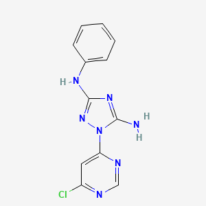 molecular formula C12H10ClN7 B8441995 1-(6-chloro-pyrimidin-4-yl)-N-phenyl-1H-[1,2,4]triazole-3,5-diamine 