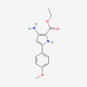 molecular formula C14H16N2O3 B8442335 Ethyl 3-amino-5-(4-methoxyphenyl)-1H-pyrrole-2-carboxylate 