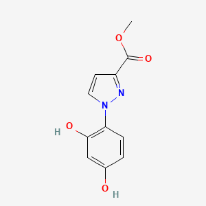 molecular formula C11H10N2O4 B8442374 methyl 1-(2,4-dihydroxyphenyl)-1H-pyrazole-3-carboxylate 