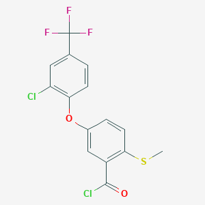 B8442686 Benzoyl chloride, 5-[2-chloro-4-(trifluoromethyl)phenoxy]-2-(methylthio)- CAS No. 89292-06-8