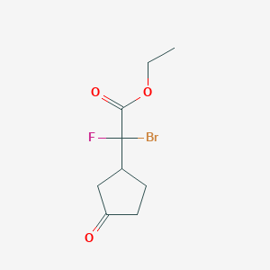 molecular formula C9H12BrFO3 B8443077 Ethyl 2-bromo-2-fluoro-2-(3-oxocyclopentyl)acetate 