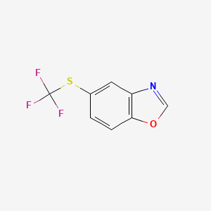 molecular formula C8H4F3NOS B8443205 Benzoxazole, 5-[(trifluoromethyl)thio]- 