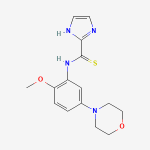 molecular formula C15H18N4O2S B8443340 1H-imidazole-2-carbothioic acid (2-methoxy-5-morpholin-4-yl-phenyl)-amide 