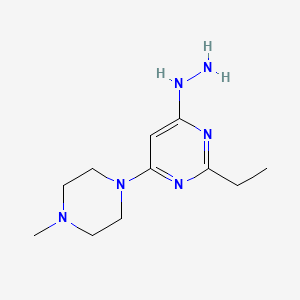 molecular formula C11H20N6 B8443819 2-Ethyl-6-hydrazinyl-4-(4-methyl-1-piperazinyl)pyrimidine 