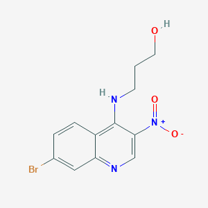 molecular formula C12H12BrN3O3 B8443857 3-[(7-Bromo-3-nitroquinolin-4-yl)amino]propan-1-ol 