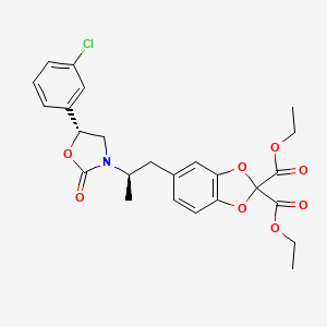 molecular formula C25H26ClNO8 B8443899 Diethyl 5-((R)-2-((R)-5-(3-chlorophenyl)-2-oxooxazolidin-3-yl)propyl)benzo[d][1,3]dioxole-2,2-dicarboxylate 