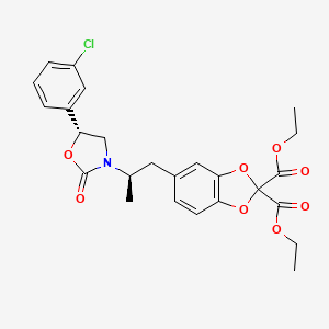 (R,R)-5-(2-(5-(3-chlorophenyl)-2-oxo-3-oxazolidinyl)propyl)-1,3-benzodioxole-2,2-dicarboxylic acid, diethyl ester