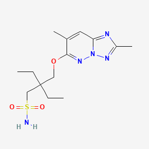 molecular formula C14H23N5O3S B8444058 6-(2,2-Diethyl-3-sulfamoyl-1-propoxy)-2,7-dimethyl(1,2,4)triazolo(1,5-b)pyridazine CAS No. 152537-72-9