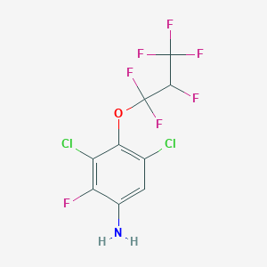 molecular formula C9H4Cl2F7NO B8444410 3,5-Dichloro-2-fluoro-4-(1,1,2,3,3,3-hexafluoropropoxy)aniline CAS No. 121451-05-6