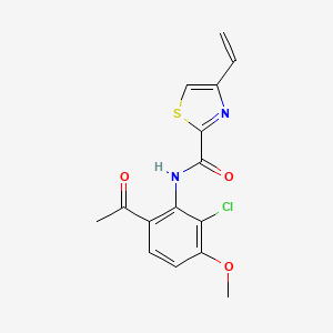 molecular formula C15H13ClN2O3S B8444984 N-(6-acetyl-2-chloro-3-methoxyphenyl)-4-vinylthiazole-2-carboxamide 
