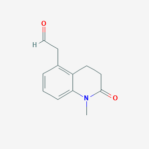 molecular formula C12H13NO2 B8445448 2-(1-Methyl-2-oxo-3,4-dihydroquinolin-5-yl)acetaldehyde 