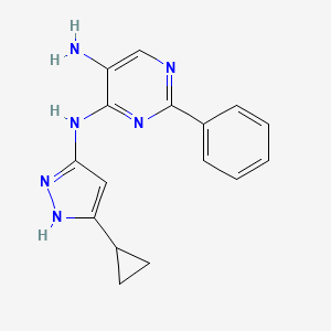 molecular formula C16H16N6 B8445525 N-(5-cyclopropyl-1H-pyrazol-3-yl)-2-phenyl-pyrimidine-4,5-diamine 