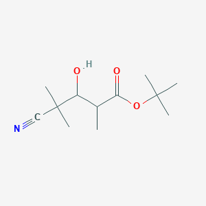 molecular formula C12H21NO3 B8445526 Tert-butyl 4-cyano-2,4-dimethyl-3-hydroxypentanoate 
