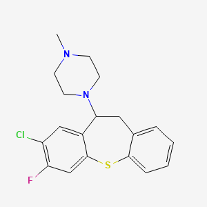 molecular formula C19H20ClFN2S B8445790 7-Fluoro-8-chloro-10-(4-methylpiperazino)-10,11-dihydrodibenzo(b,f)thiepine 