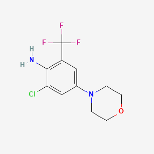 molecular formula C11H12ClF3N2O B8446230 Benzenamine, 2-chloro-4-(4-morpholinyl)-6-(trifluoromethyl)- 