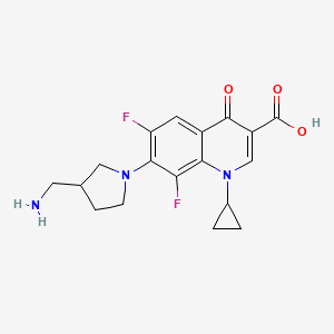 molecular formula C18H19F2N3O3 B8446345 7-[3-(Aminomethyl)pyrrolidin-1-yl]-1-cyclopropyl-6,8-difluoro-4-oxo-quinoline-3-carboxylic acid 