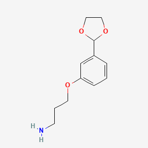 molecular formula C12H17NO3 B8446429 3-[3-(1,3-Dioxolan-2-yl)phenoxy]propanamine 