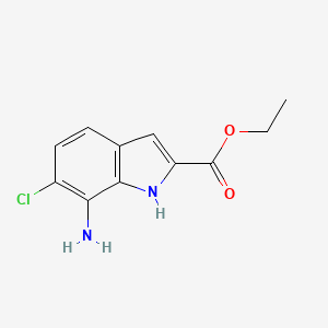 molecular formula C11H11ClN2O2 B8448080 ethyl 7-amino-6-chloro-1H-indole-2-carboxylate 