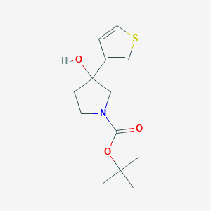 molecular formula C13H19NO3S B8448498 Tert-butyl 3-hydroxy-3-(thiophen-3-yl)pyrrolidine-1-carboxylate 