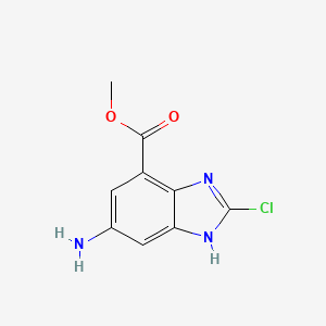 molecular formula C9H8ClN3O2 B8449267 Methyl 5-amino-2-chloro-1H-benzo[d]imidazole-7-carboxylate 
