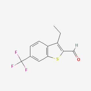 molecular formula C12H9F3OS B8449523 3-Ethyl-6-(trifluoromethyl)-1-benzothiophene-2-carbaldehyde 