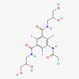 molecular formula C16H19ClI3N3O7 B8449589 N,N'-bis(2,3-dihydroxypropyl)-5-(2-chloroacetamido)-2,4,6-triiodoisophthalamide 