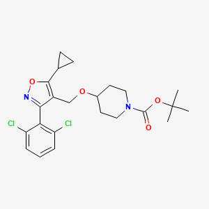 molecular formula C23H28Cl2N2O4 B8450368 Tert-butyl 4-((5-cyclopropyl-3-(2,6-dichlorophenyl)isoxazol-4-yl)methoxy)piperidine-1-carboxylate 
