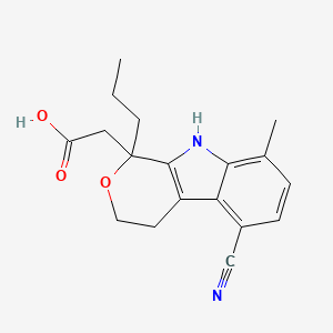 molecular formula C18H20N2O3 B8450469 2-(5-cyano-8-methyl-1-propyl-4,9-dihydro-3H-pyrano[3,4-b]indol-1-yl)acetic acid 