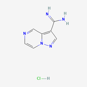 molecular formula C7H8ClN5 B8450480 Pyrazolo[1,5-a]pyrazine-3-carboximidamide hydrochloride 