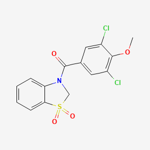 molecular formula C15H11Cl2NO4S B8450552 (3,5-Dichloro-4-methoxyphenyl)(1,1-dioxidobenzo[d]thiazol-3(2H)-yl)methanone 
