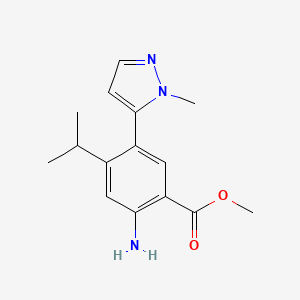 molecular formula C15H19N3O2 B8451547 methyl 2-amino-4-isopropyl-5-(1-methyl-1H-pyrazol-5-yl)benzoate 