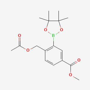 molecular formula C17H23BO6 B8451636 methyl 4-(acetyloxymethyl)-3-(4,4,5,5-tetramethyl-1,3,2-dioxaborolan-2-yl)benzoate 