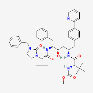 molecular formula C47H60N6O6 B8451782 Carbamic acid, ((1S)-1-((((1S,3S,4S)-4-(((2S)-3,3-dimethyl-1-oxo-2-(2-oxo-3-(phenylmethyl)-1-imidazolidinyl)butyl)amino)-3-hydroxy-5-phenyl-1-((4-(2-pyridinyl)phenyl)methyl)pentyl)amino)carbonyl)-2,2-dimethylpropyl)-, methyl ester 